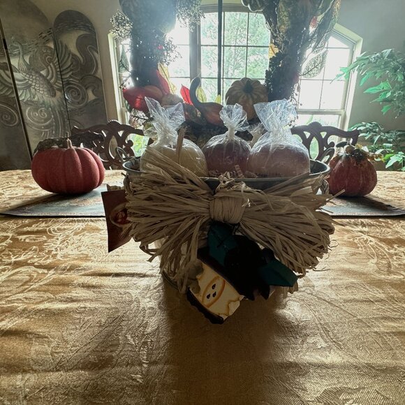 Floating 3D Apple Candles in Galvanized Bucket, Hand Painted Wooden Apple Accent - Picture 4 of 16